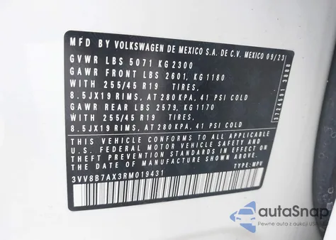 2024 Volkswagen Tiguan 2.0T Se R-Line Black from USA, damaged, VIN 3VV8B7AX3RM019431